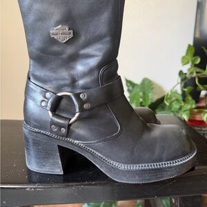 Vintage Harley-Davidson Black Leather Women's Boots